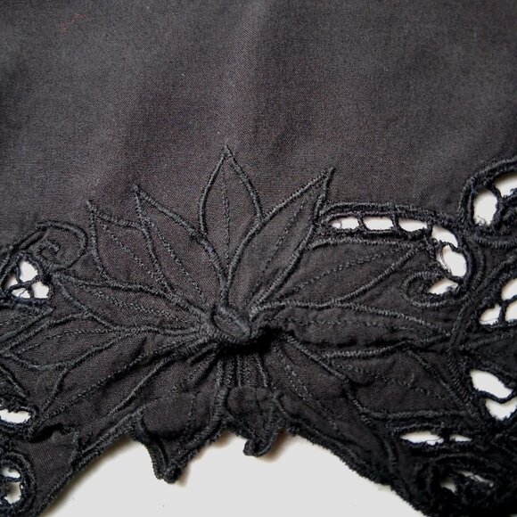 Vintage Jane Ashley Skirt Large Black Rayon Embroidered Floral Hem Whimsigoth - Picture 11 of 13